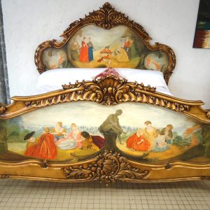 Acrylic handpainted 18thC style mural on Gold gilded bed