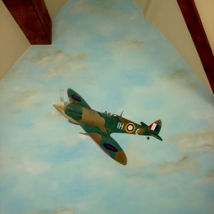 Sky effect and Spitfire mural